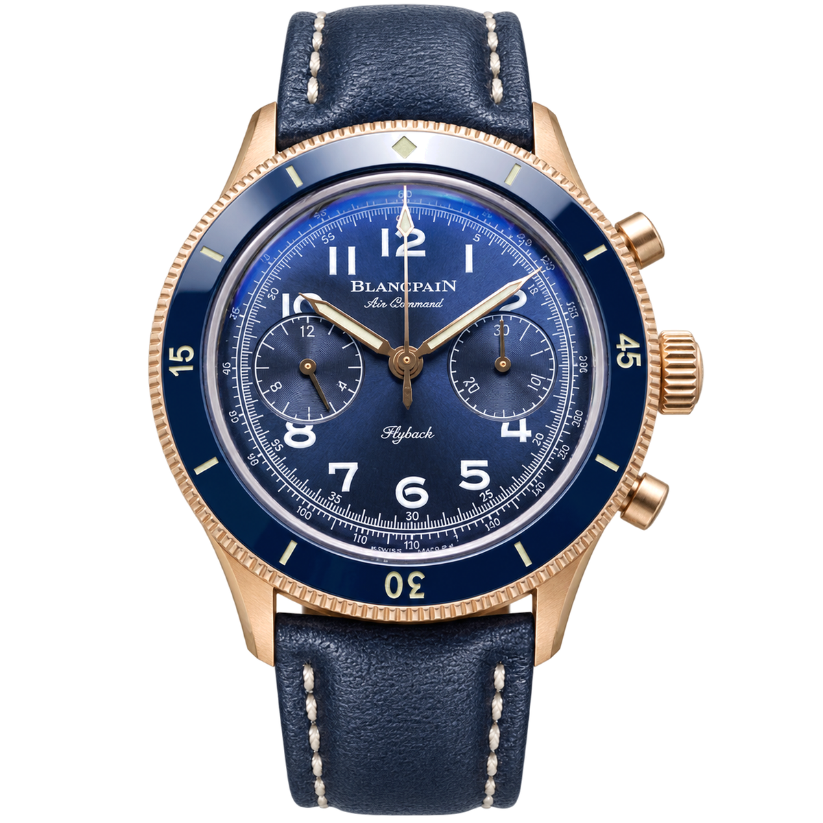 Blancpain Air Command Flyback Chronograph Rose Gold Blue Watch