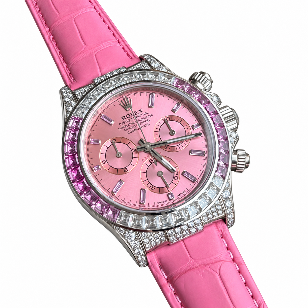 Rolex Daytona Steel Pink Dial Diamond Bezel