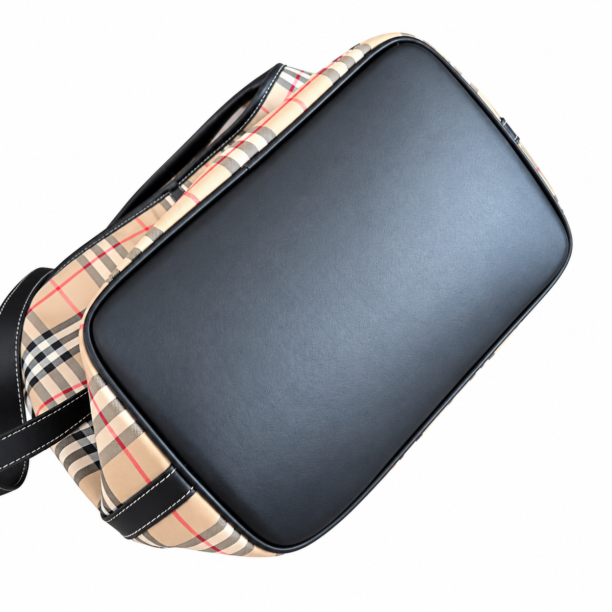 Burberry Heritage Check Bucket Bag with Black Trim