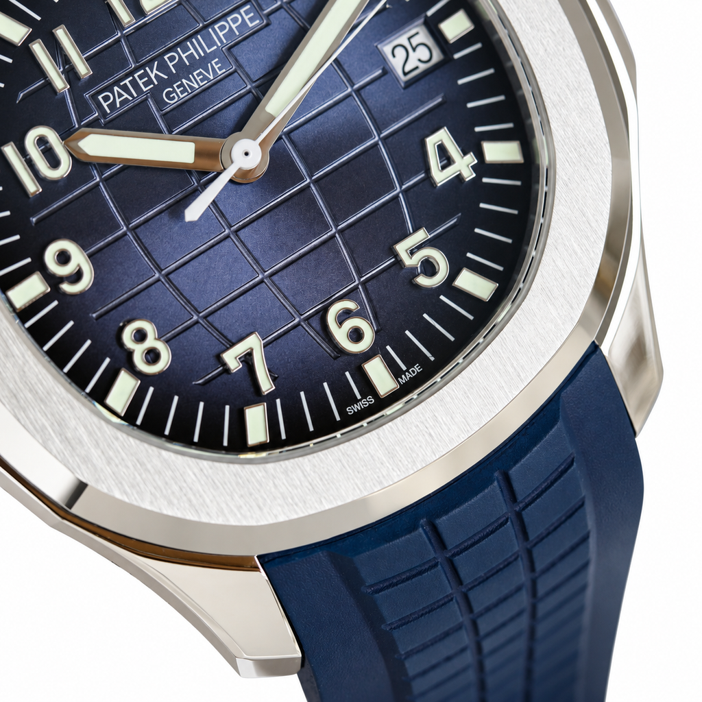 Patek Philippe White Gold Aquanaut Blue Dial Date