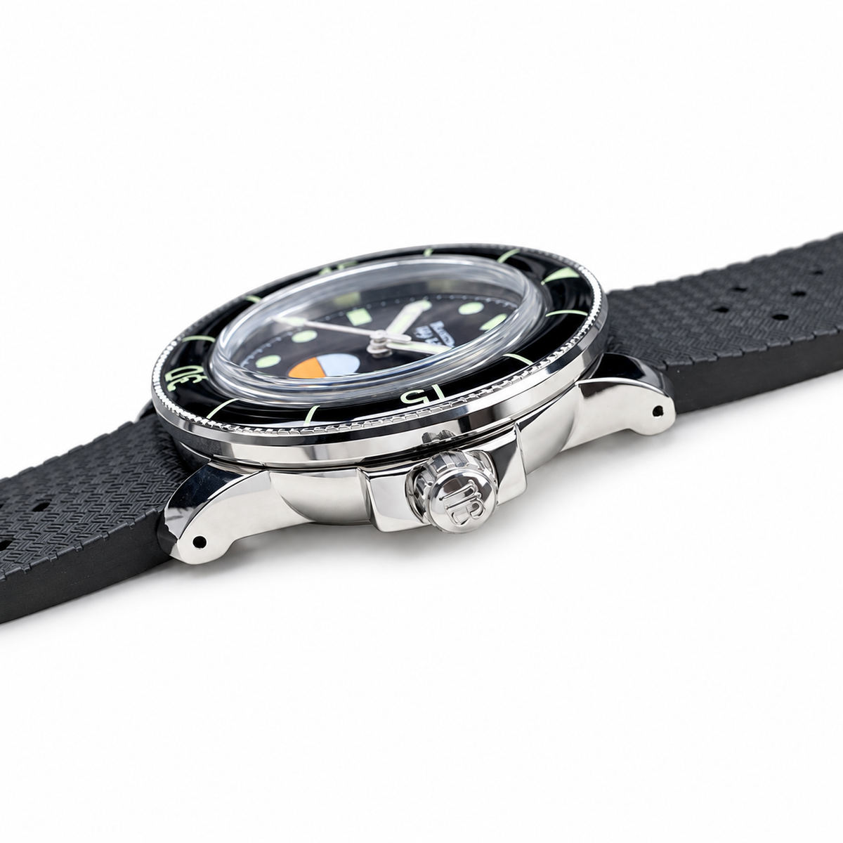 Blancpain Fifty Fathoms No Rad Black Lume Dots Power Reserve Rubber Diver Watch