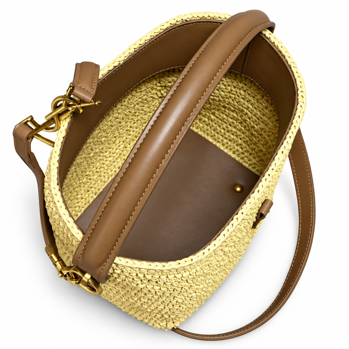 YSL Le 37 Bucket Bag – Natural Raffia & Tan Leather