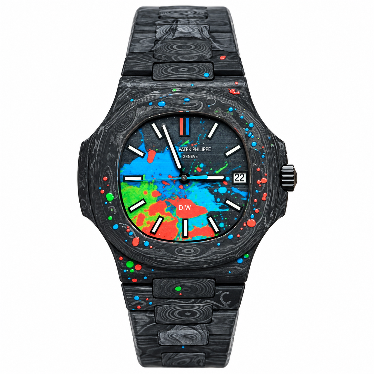 Patek Philippe Nautilus DiW Full Carbon Paint Splash Art Dial 40mm