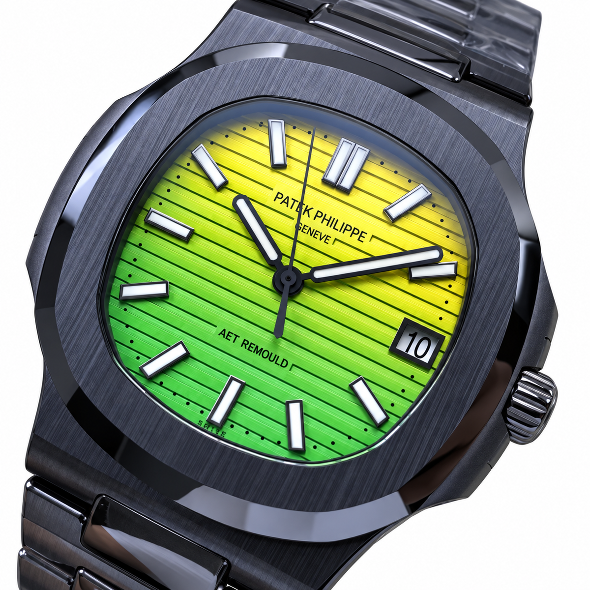 Patek Philippe Black Ceramic Nautilus Yellow Green Gradient AMG