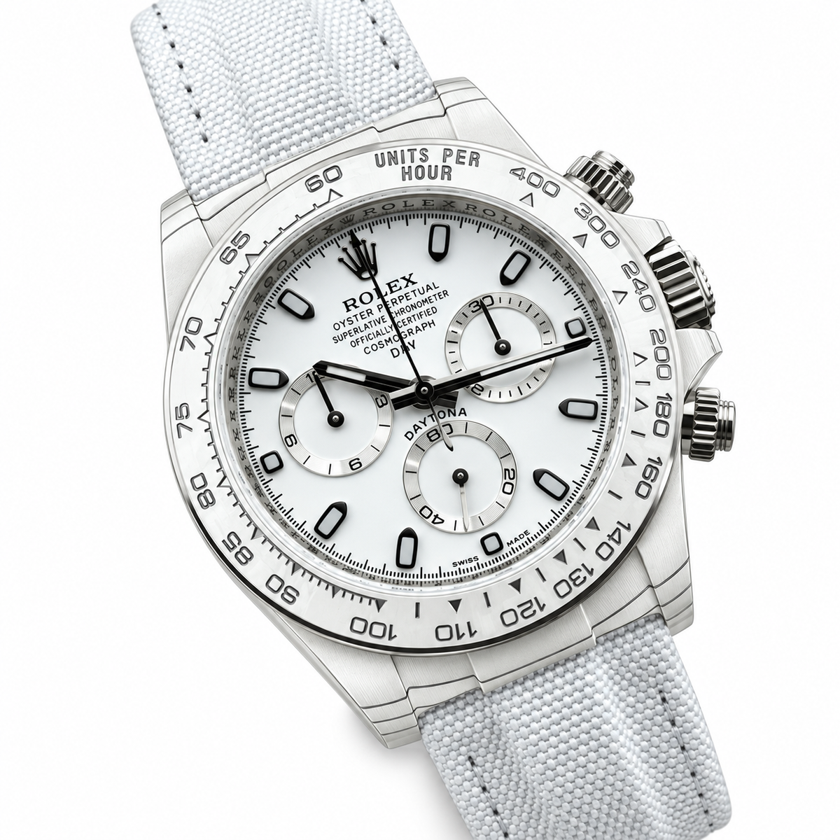 Rolex Daytona Steel White Dial Canvas Strap