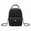 Chanel Quilted Grained Leather Mini Chain Backpack Black 18×13×9cm