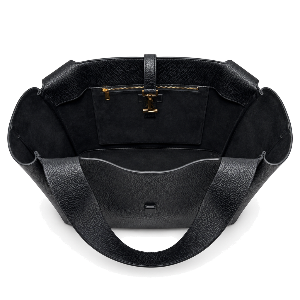 Saint Laurent YSL Bea Tote Bag – Black Grained Leather