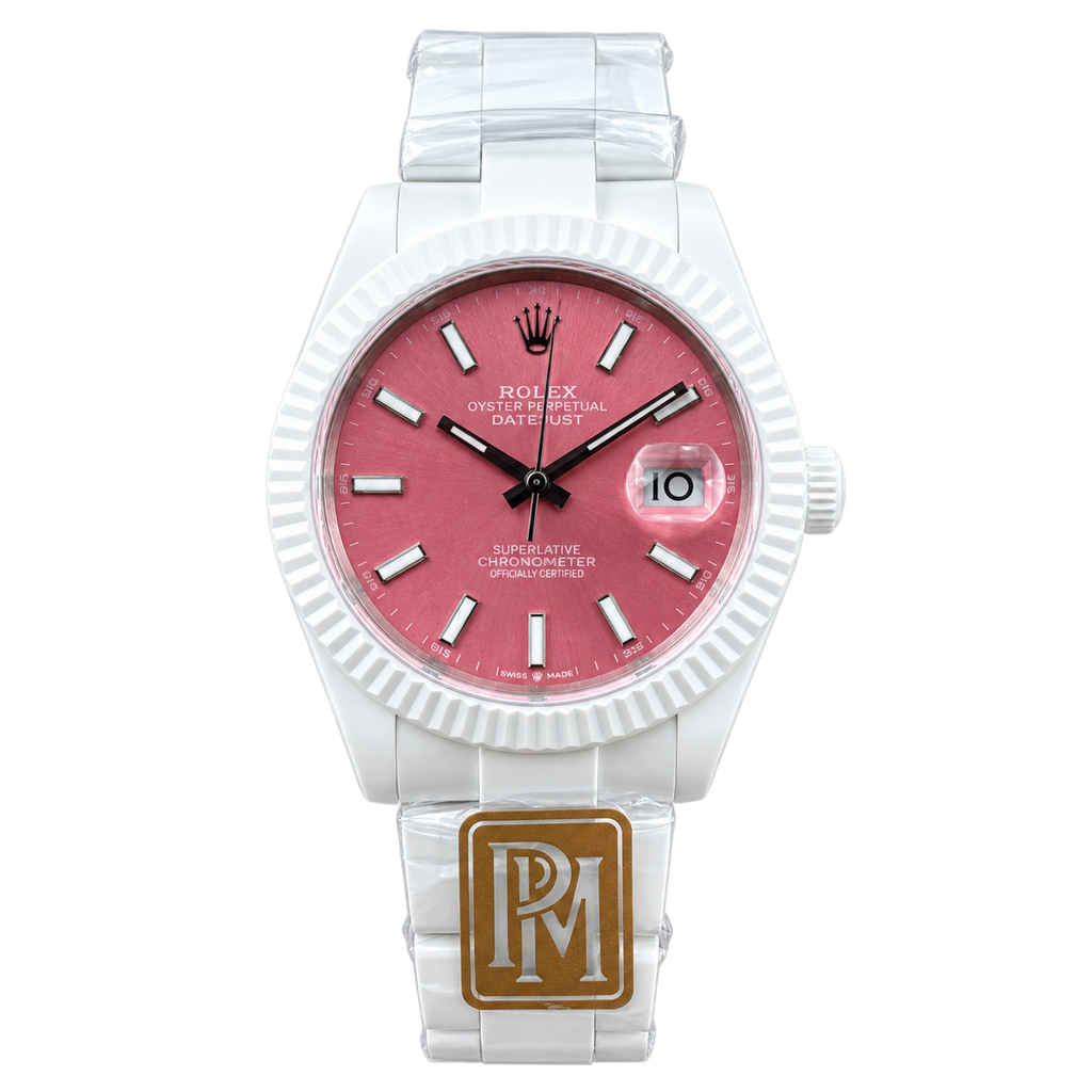 Rolex Datejust 41 White Ceramic Pink Dial
