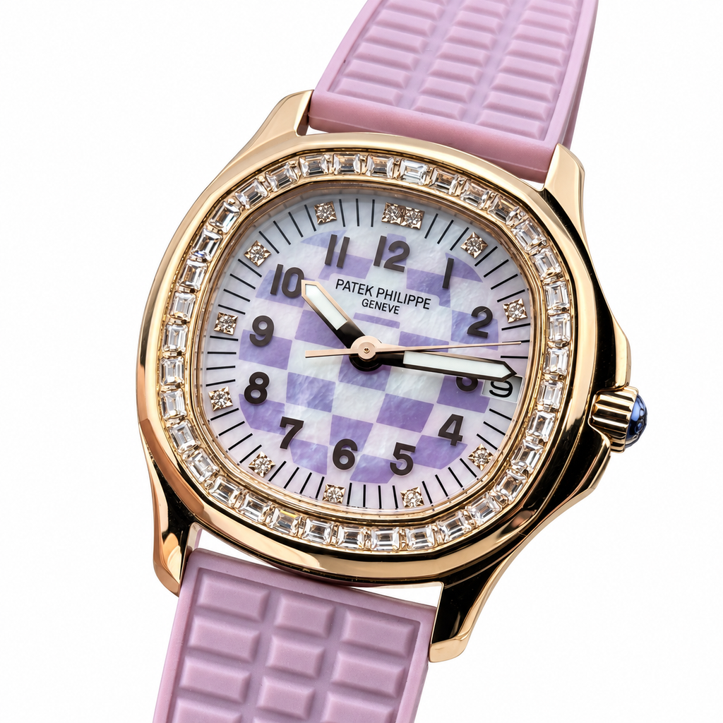Patek Philippe Rose Gold Aquanaut Luce Diamond Bezel Pink Strap