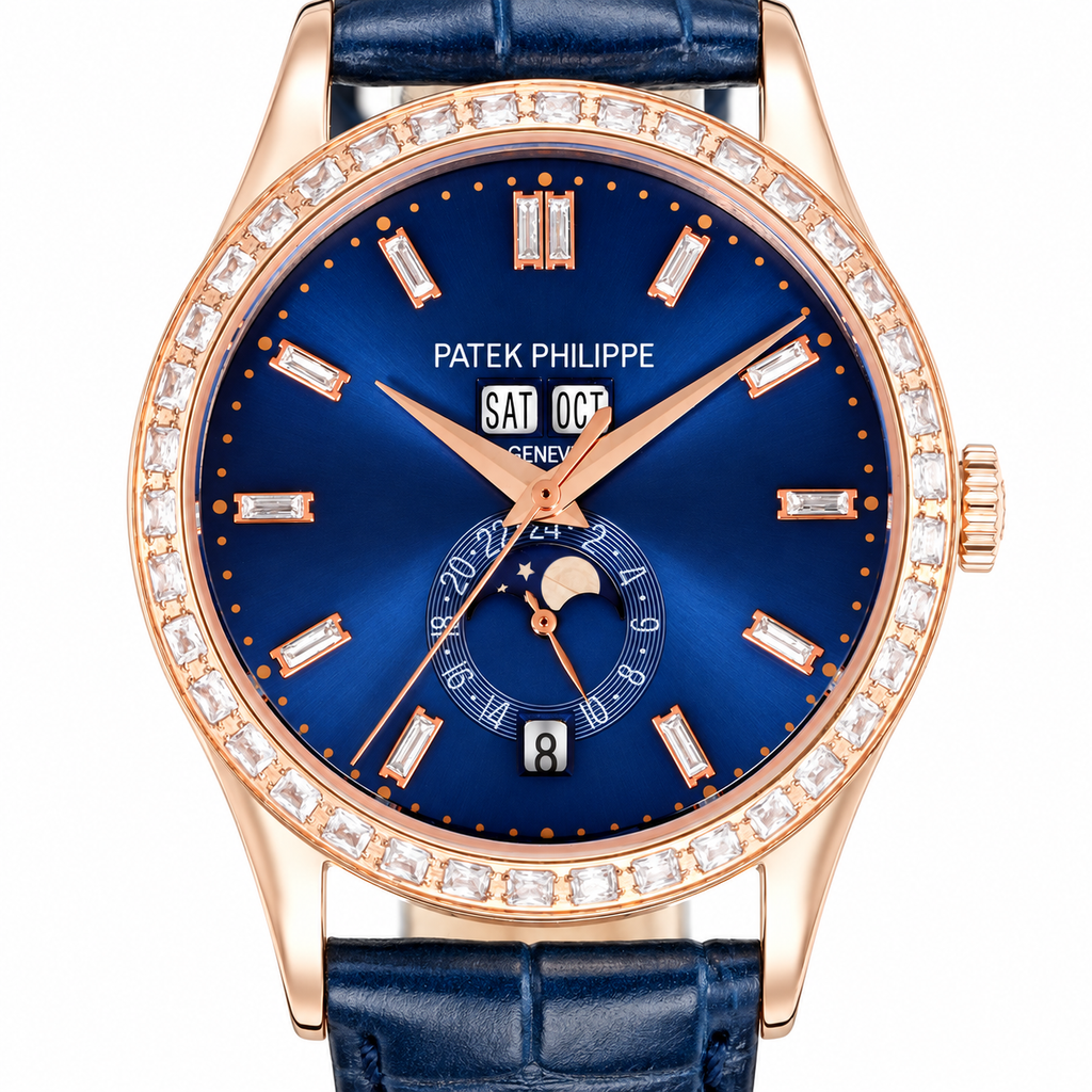 Patek Philippe Rose Gold Annual Calendar Diamond Blue Dial