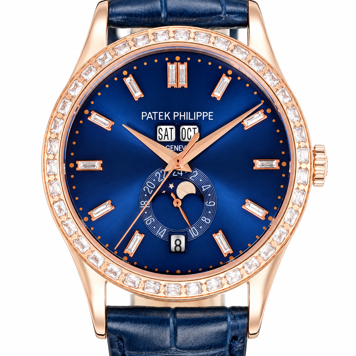 Patek Philippe Rose Gold Annual Calendar Diamond Blue Dial