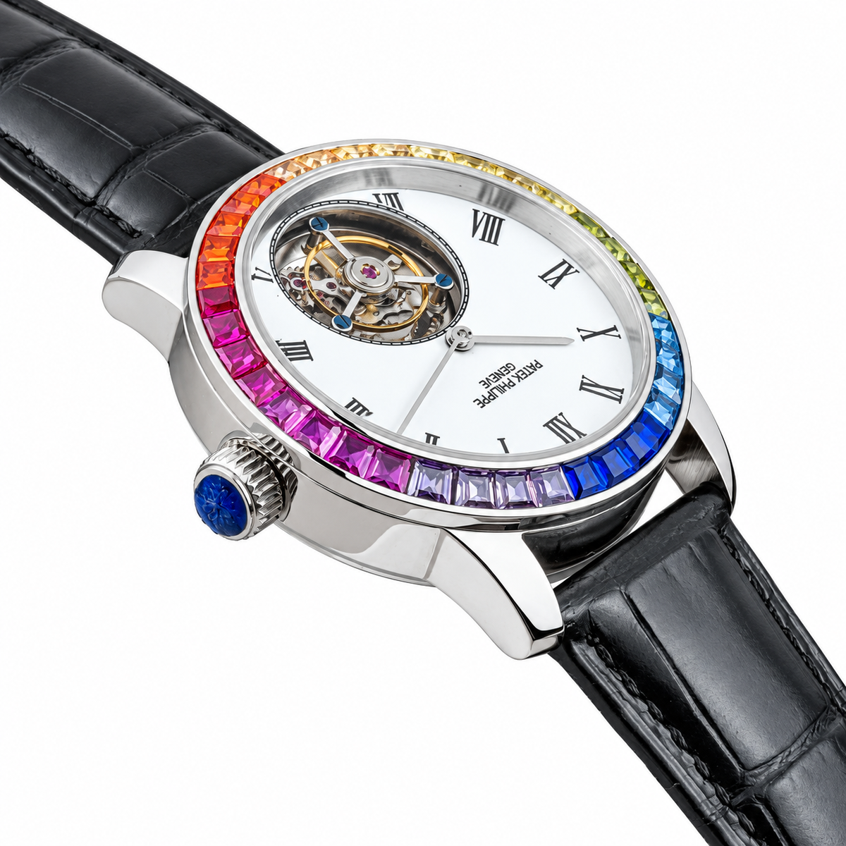 Patek Philippe White Gold Calatrava Tourbillon Rainbow White Dial