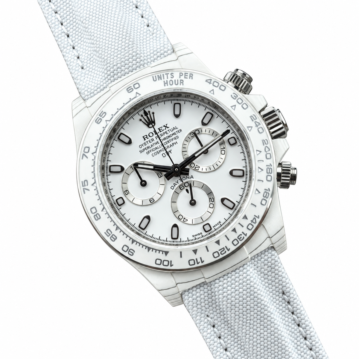 Rolex Daytona Steel White Dial Canvas Strap