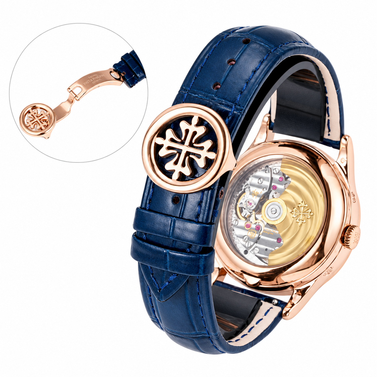 Patek Philippe Rose Gold Annual Calendar Diamond Blue Dial
