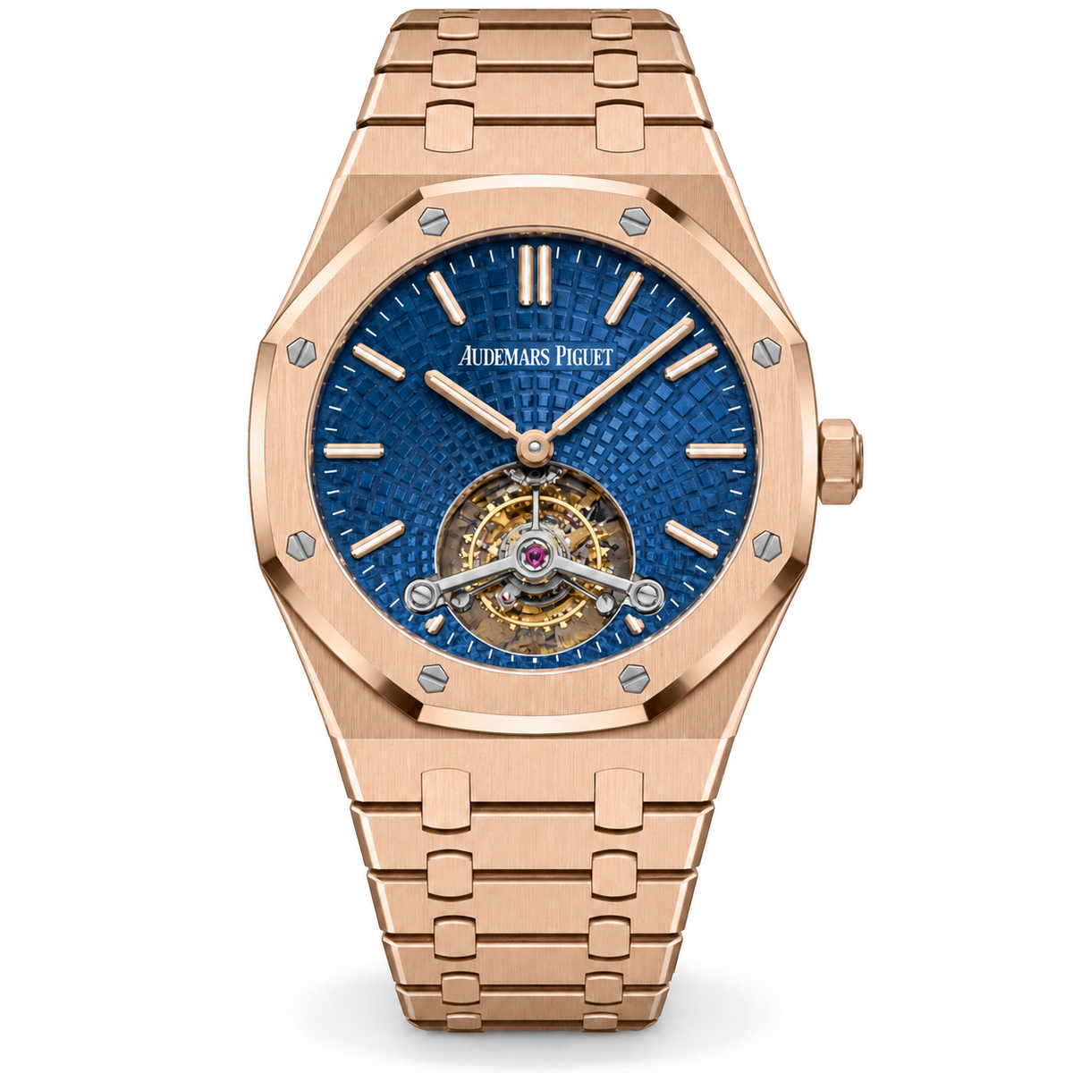 Audemars Piguet Royal Oak Tourbillon Rose Gold Blue Dial Bracelet